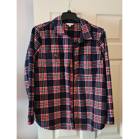 Time And Tru Women's Plaid Fleece Flannel Shacket Sz XL Warm Cozy Outdoors - Picture 1 of 9